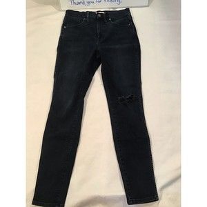 Madewell 10" High Rise Skinny Jeans Macalester Dark Wash Knee-rip 28 AA589